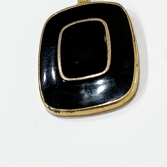 Vintage Crown Trifari Black Enamel Pendant - Picture 2 of 5